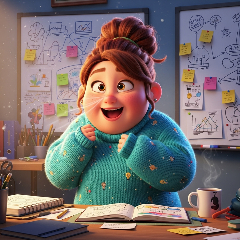 Enthusiastic Pixar Character: 30-Year-Old Brunette