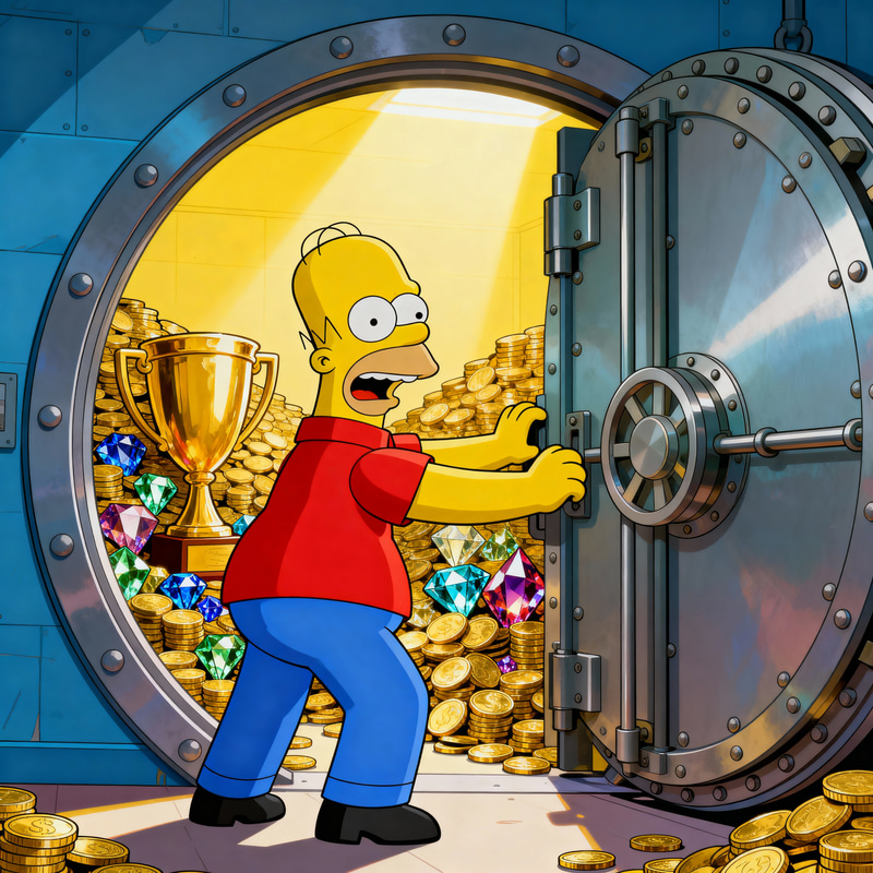 Homer Simpson Opens Vault Door to Treasure Homer Simpson Opens Vault Door to Treasure