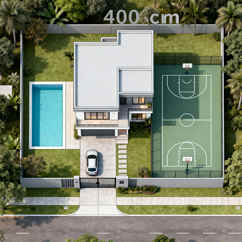 Stunning 400 sqm Lot Design with Pool and Court