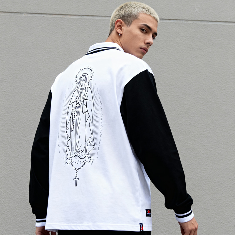 Long Sleeve Cadet Collar Shirt with Virgin Design