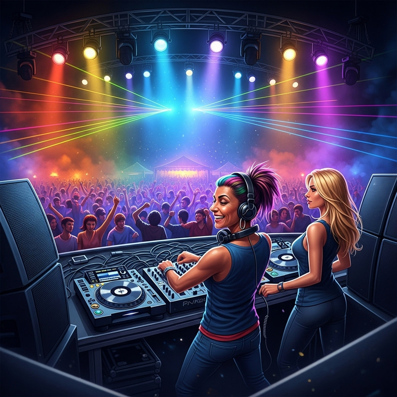 Vibrant DJ Performance at Music Festival Art