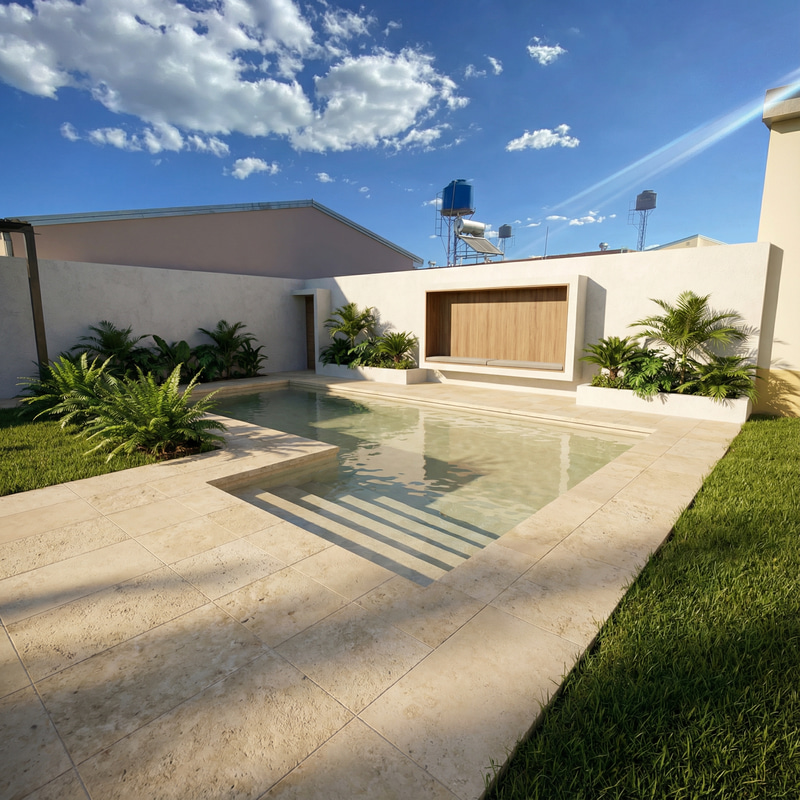 Sand-Colored 6x3 Meter Pool Patio Design