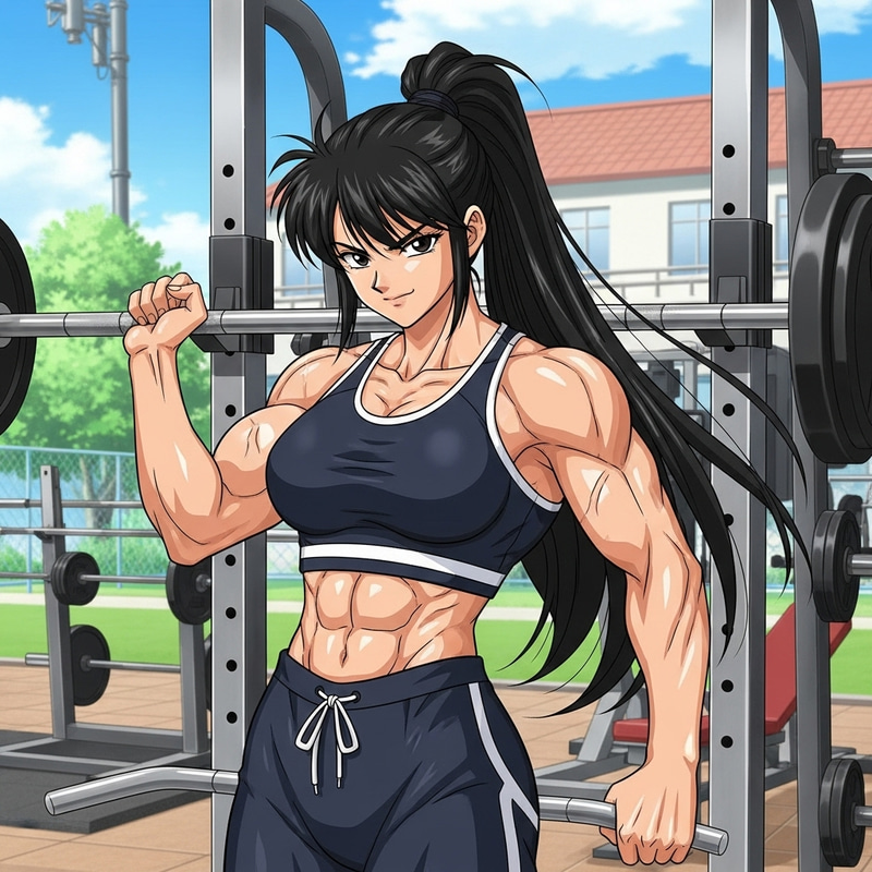 Determined Anime Woman in Athletic Gear Determined Anime Woman in Athletic Gear