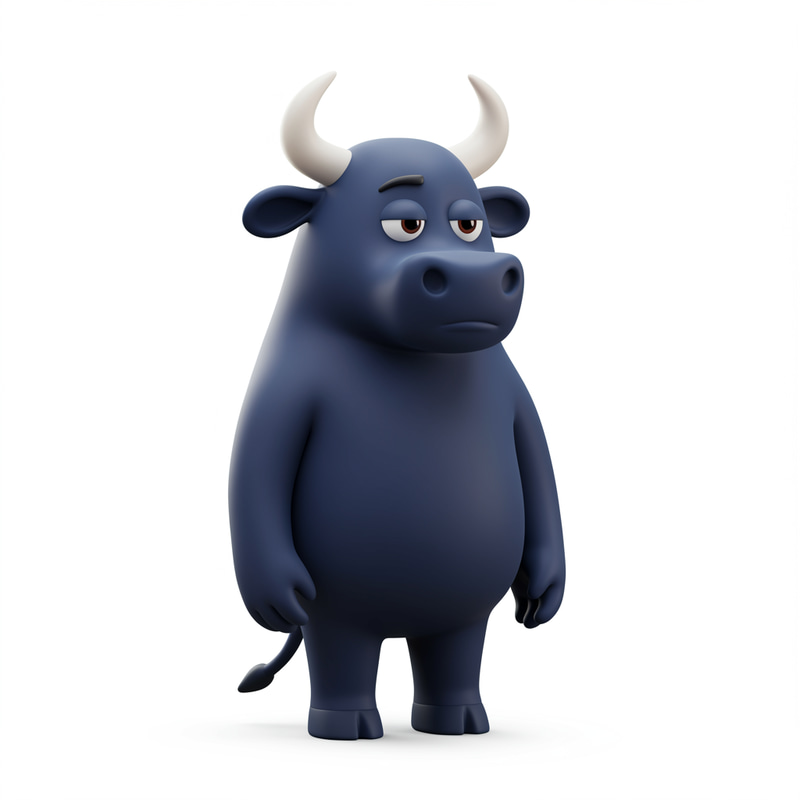 Chill Blue Bull Mascot 3D Render - Friendly & Modern Chill Blue Bull Mascot 3D Render - Friendly & Modern
