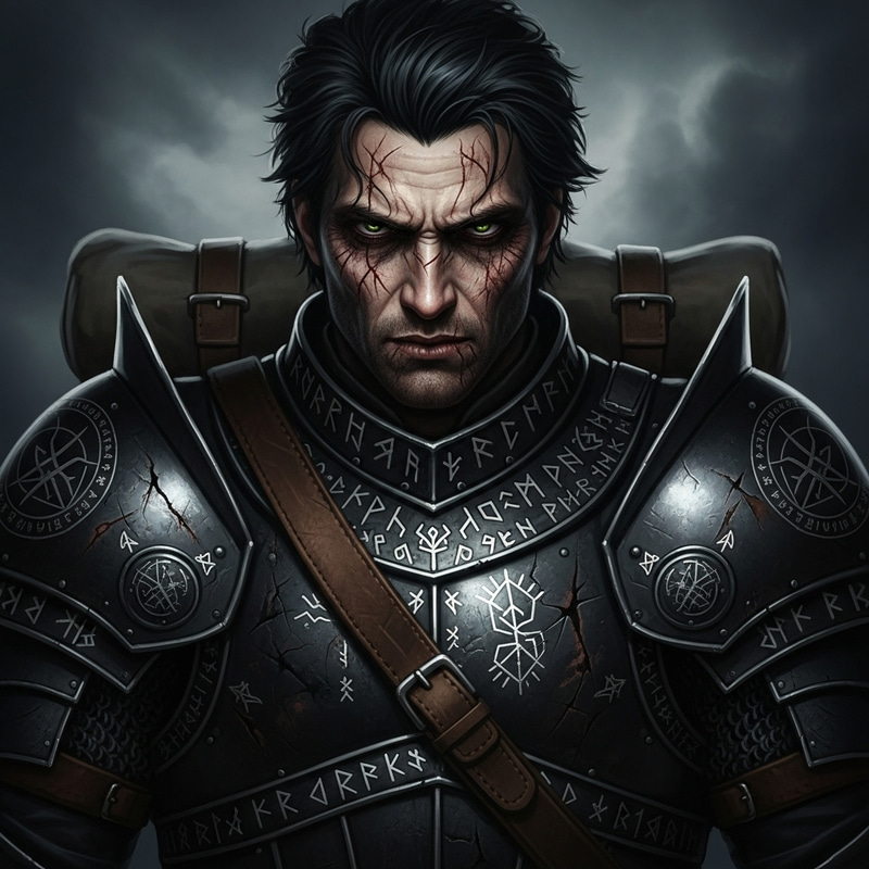 Haunted Warrior Portrait - Fantasy Medieval Art