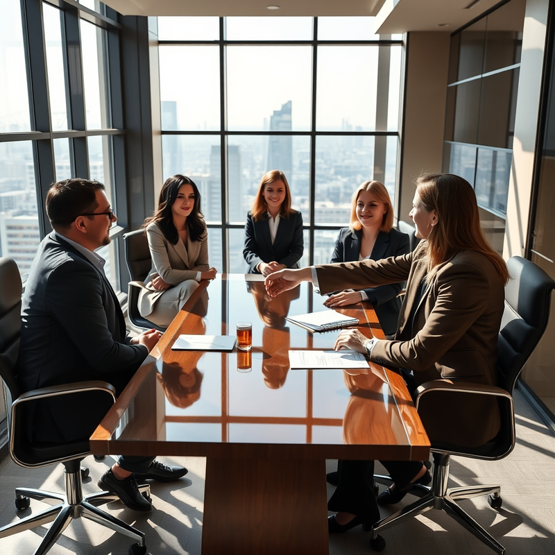 Executive Deal Closure in Luxury Office Setting Executive Deal Closure in Luxury Office Setting