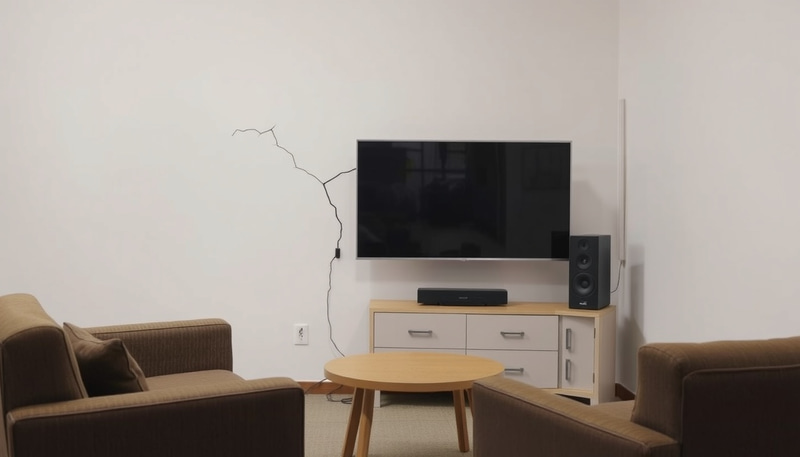 Cozy Living Room with TV and Unique Wall Feature Cozy Living Room with TV and Unique Wall Feature