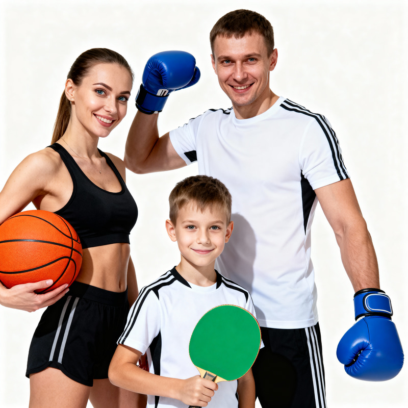 Dynamic Sport Family Photo with Team Spirit