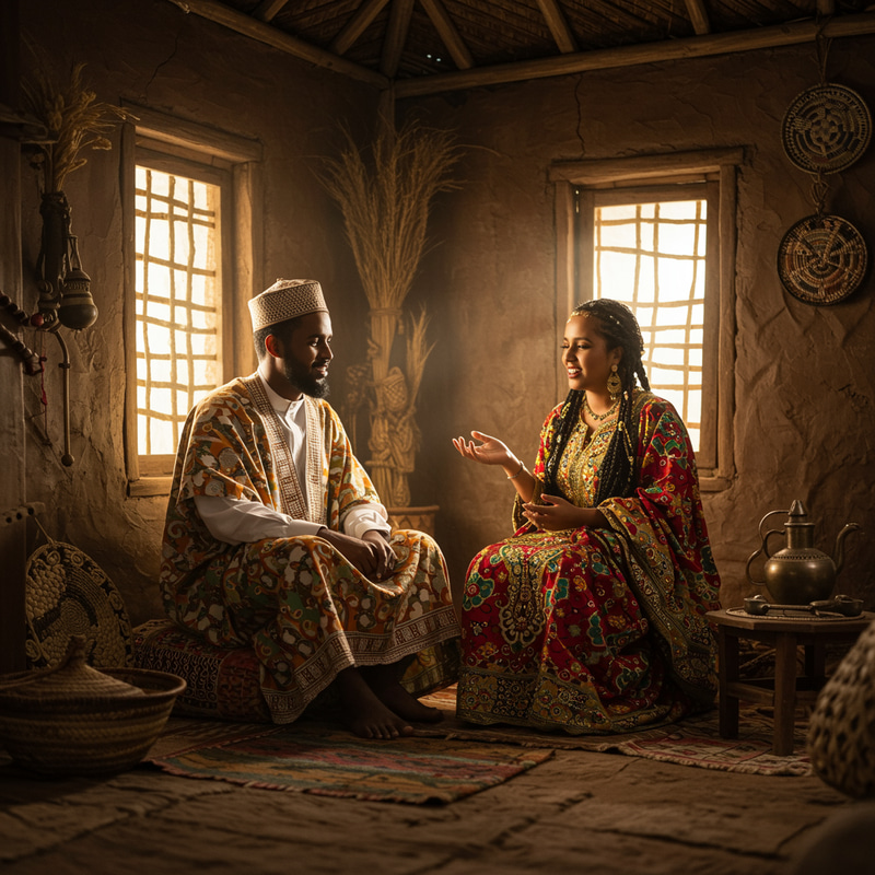 Traditional Somali Couple in Cozy Home Traditional Somali Couple in Cozy Home