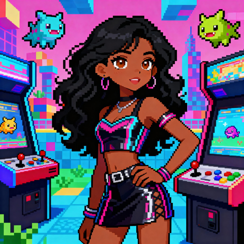 Vibrant 1980s Arcade-Inspired Video Game Character Vibrant 1980s Arcade-Inspired Video Game Character