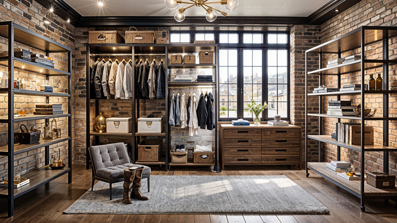 Industrial Walk-In Closet Design Ideas Industrial Walk-In Closet Design Ideas