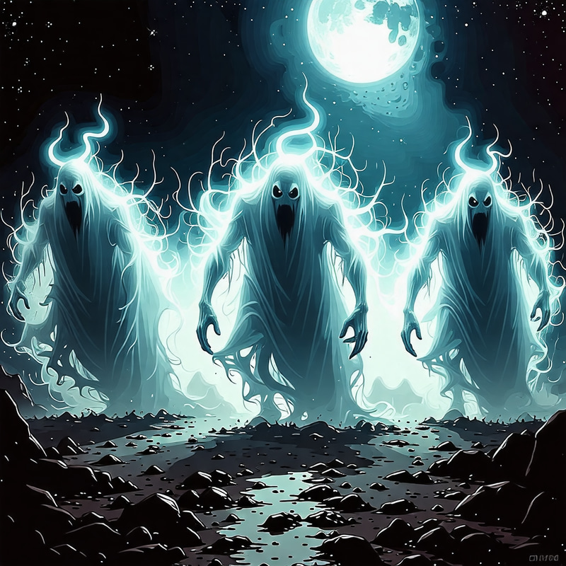 Luminous Evil Ghost Creatures Returning to Darkness