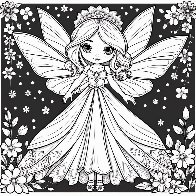 Cute Fairy Coloring Page for Kids | Free Printable Activity Cute Fairy Coloring Page for Kids | Free Printable Activity