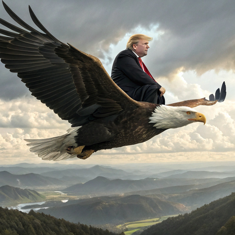Donald Trump Flying on an Eagle Donald Trump Flying on an Eagle
