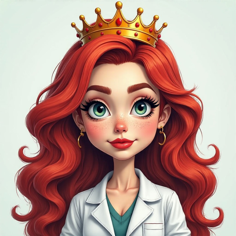Cartoon of the X-Ray Queen with Red Tips Cartoon of the X-Ray Queen with Red Tips