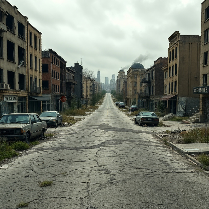 Exploring a Desolate Post-Apocalyptic Cityscape Exploring a Desolate Post-Apocalyptic Cityscape