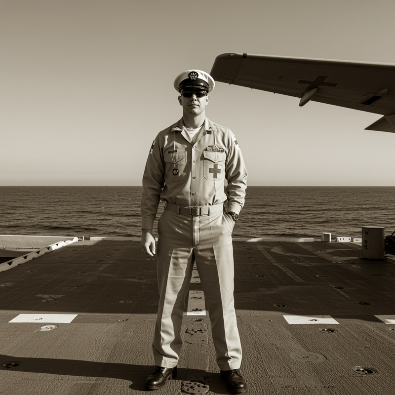 Vintage Military Photo of Navy Hospital Corpsman