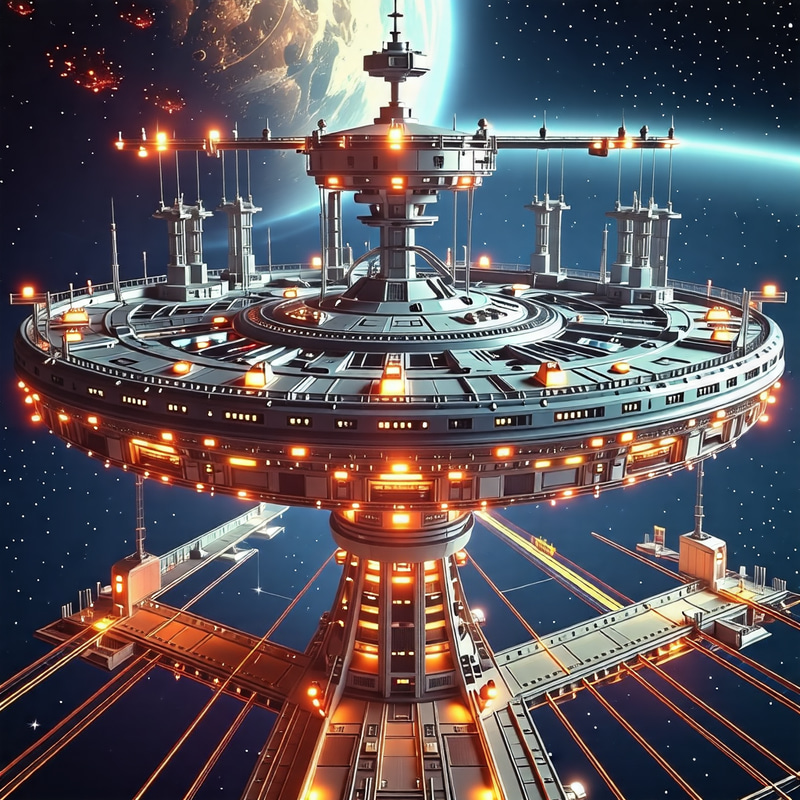 Stunning Large Space Station with Docks & Lights Stunning Large Space Station with Docks & Lights