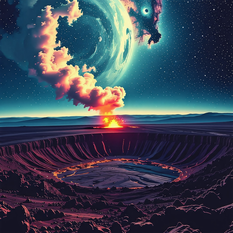 Volcano Crater in Space Volcano Crater in Space