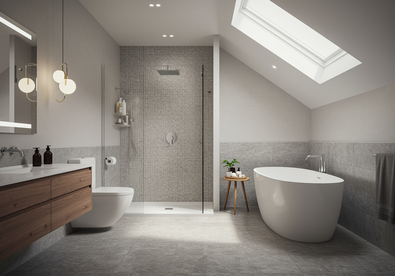 3D Render of Stylish Bathroom Design 3D Render of Stylish Bathroom Design