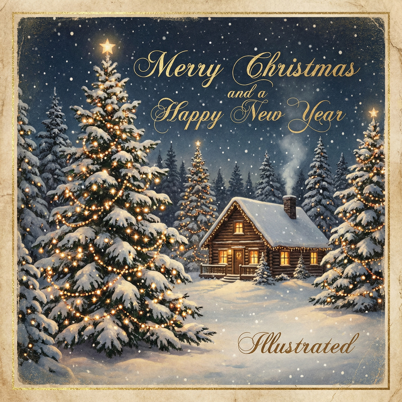 Festive Christmas Card Design with Twinkling Lights Festive Christmas Card Design with Twinkling Lights