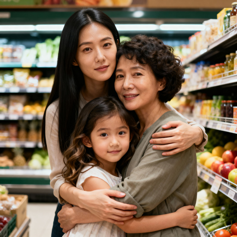 Family Love: Embracing Moments in a Grocery Store Family Love: Embracing Moments in a Grocery Store
