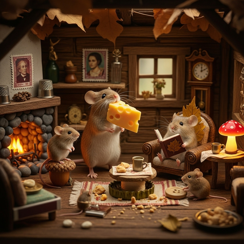 Talking Mouse Family with Cheese - Cute Animal Scene Talking Mouse Family with Cheese - Cute Animal Scene