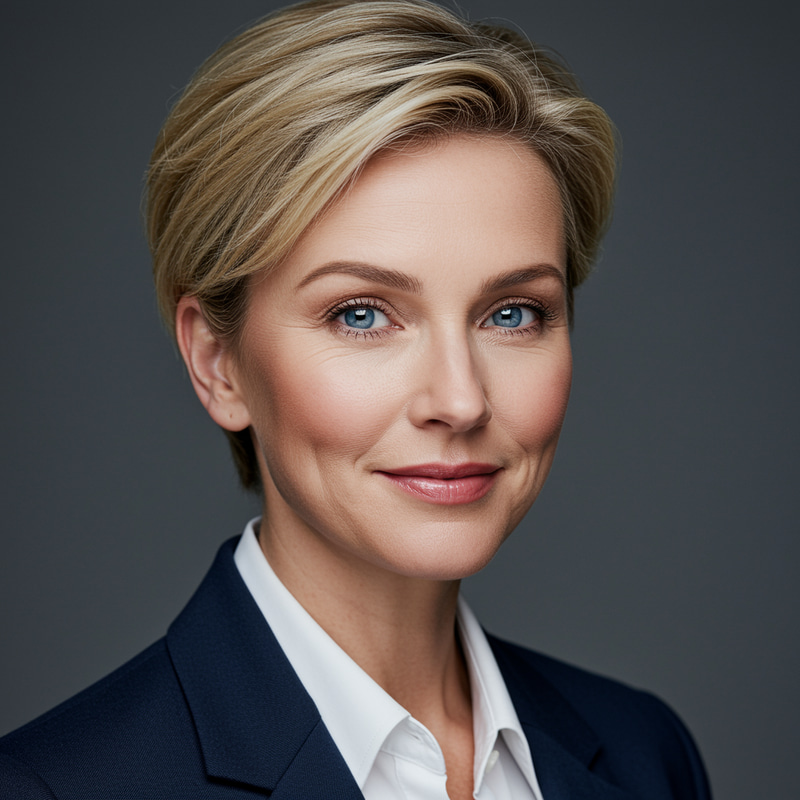 Profile of a Blue-Eyed Blonde Woman in Her 40s Profile of a Blue-Eyed Blonde Woman in Her 40s