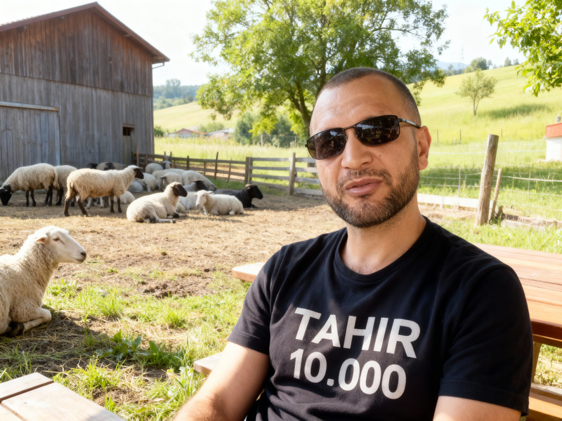 Tahir 10,000: Farm Life with Sheep and Sunglasses Tahir 10,000: Farm Life with Sheep and Sunglasses