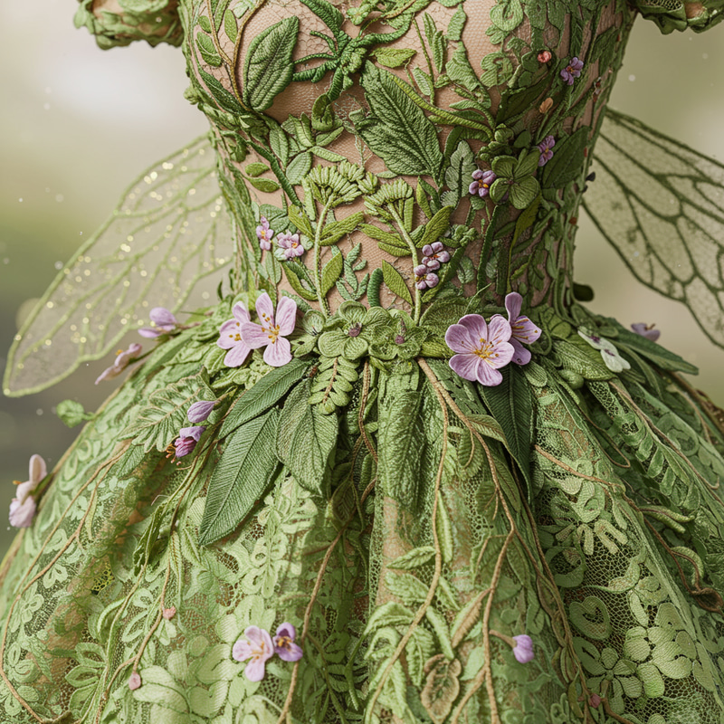 Fairy Costume with Skin Color Lace and Colorful Accents Fairy Costume with Skin Color Lace and Colorful Accents