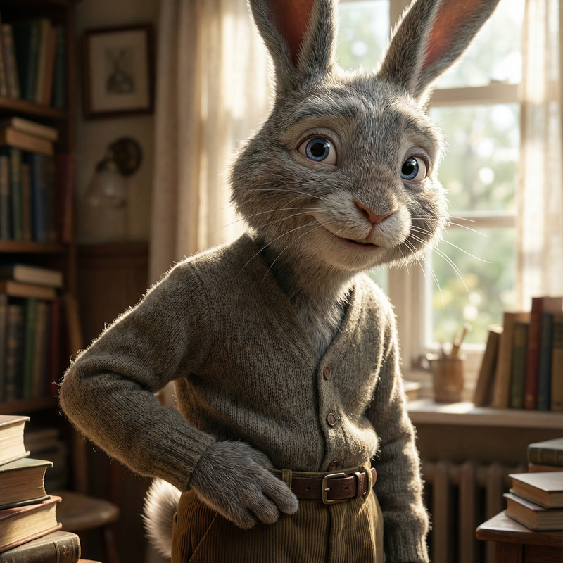 Charming Older Male Bunny Character Design Charming Older Male Bunny Character Design