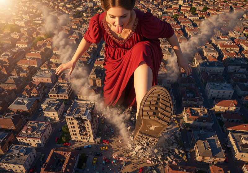Giantess Stomping Town - Photorealistic Art Giantess Stomping Town - Photorealistic Art