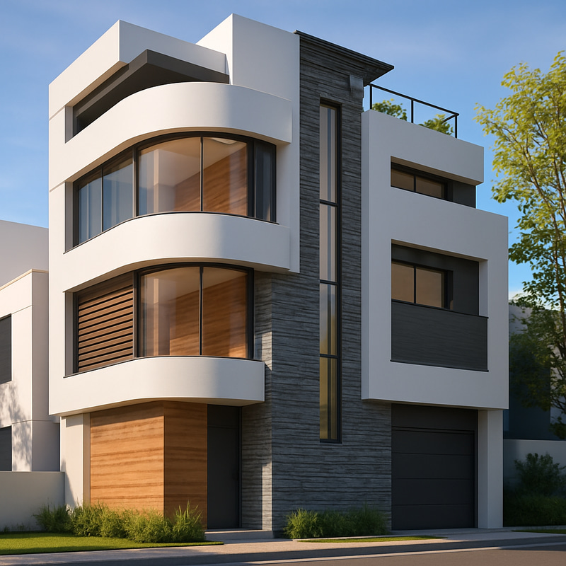 Modern 4-Story Residential Facade Design Modern 4-Story Residential Facade Design