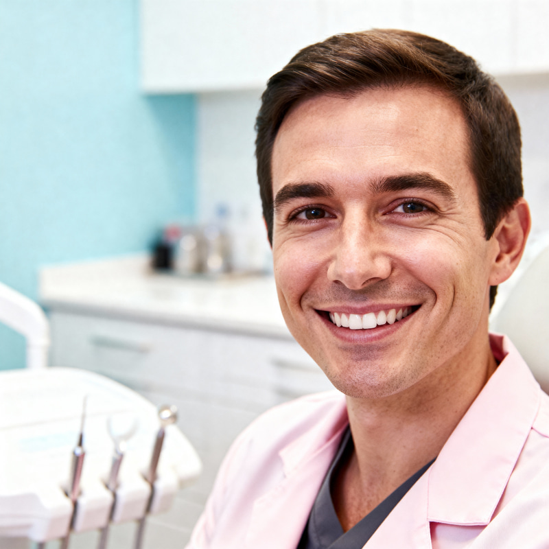 Friendly Dentist Headshot in Professional Setting Friendly Dentist Headshot in Professional Setting