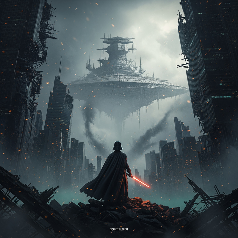 Epic Sci-Fi Poster: Post-Apocalyptic City & Darth Vader Epic Sci-Fi Poster: Post-Apocalyptic City & Darth Vader