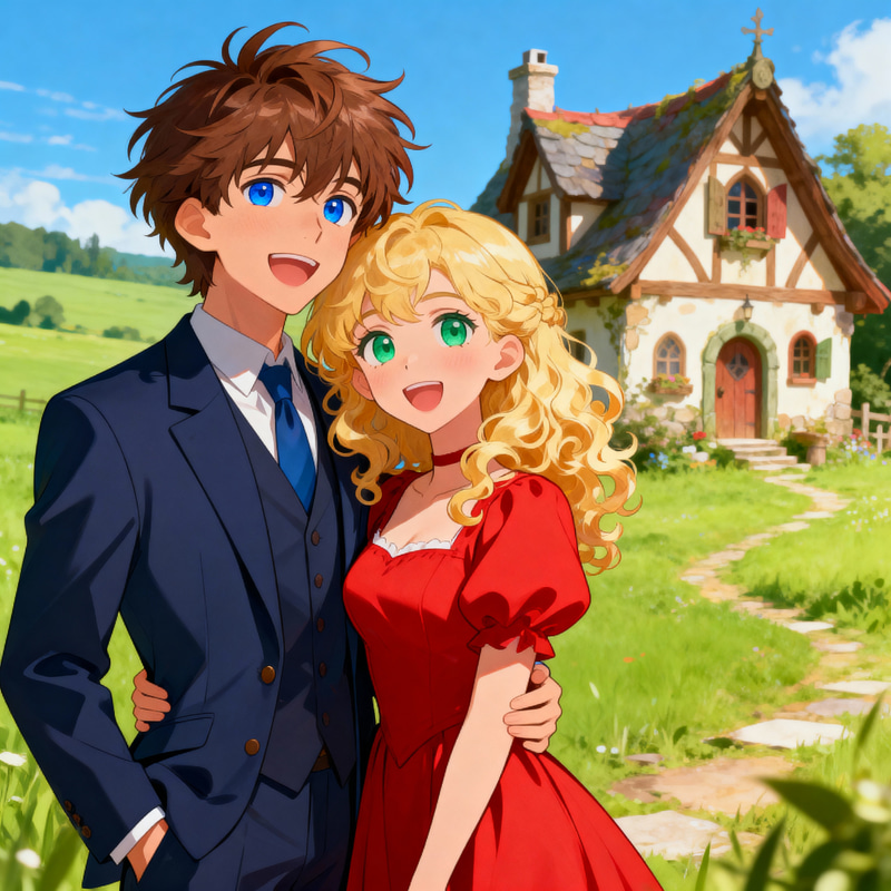Animated Couple in a Fairy Tale Setting Animated Couple in a Fairy Tale Setting