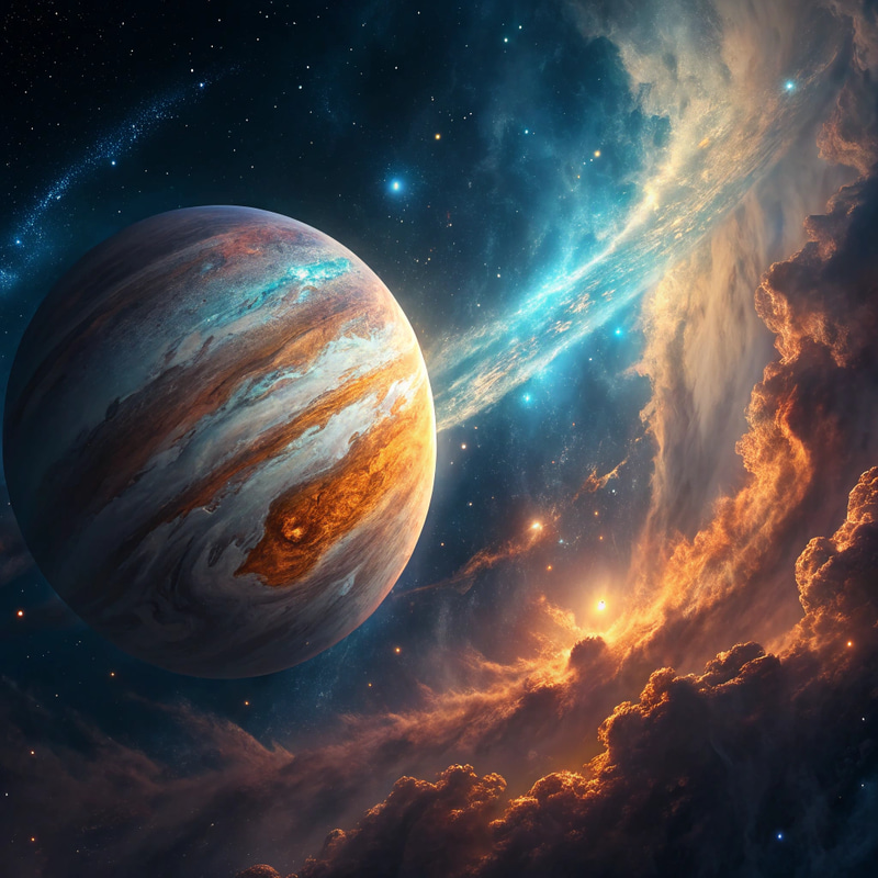 Majestic Gas Giant: A Cosmic Digital Painting Majestic Gas Giant: A Cosmic Digital Painting
