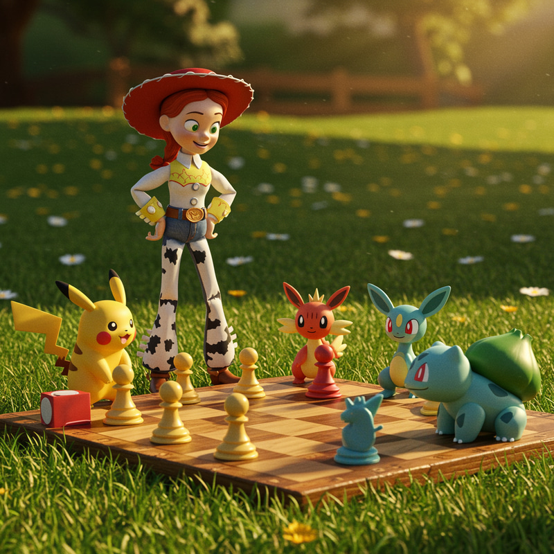 Jessie Playing Chess with Pokémon - Toy Story Fun Jessie Playing Chess with Pokémon - Toy Story Fun