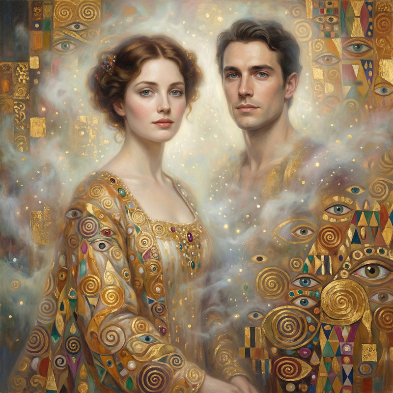 Klimt Style Portrait with Soft Light Effects
