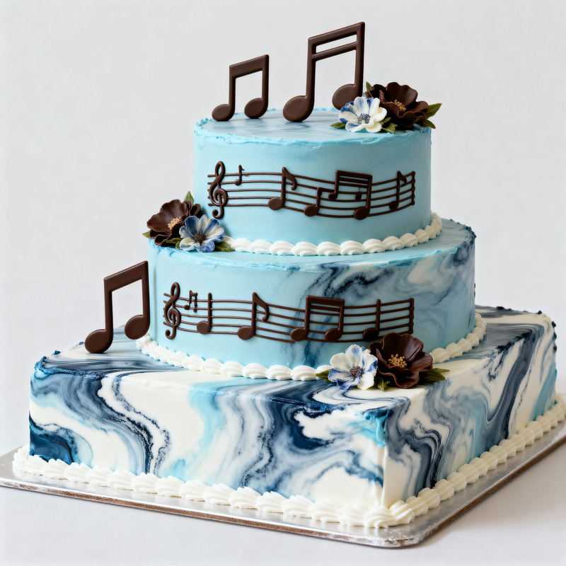 Elegant Three Tier Cake with Marbled Fondant Elegant Three Tier Cake with Marbled Fondant