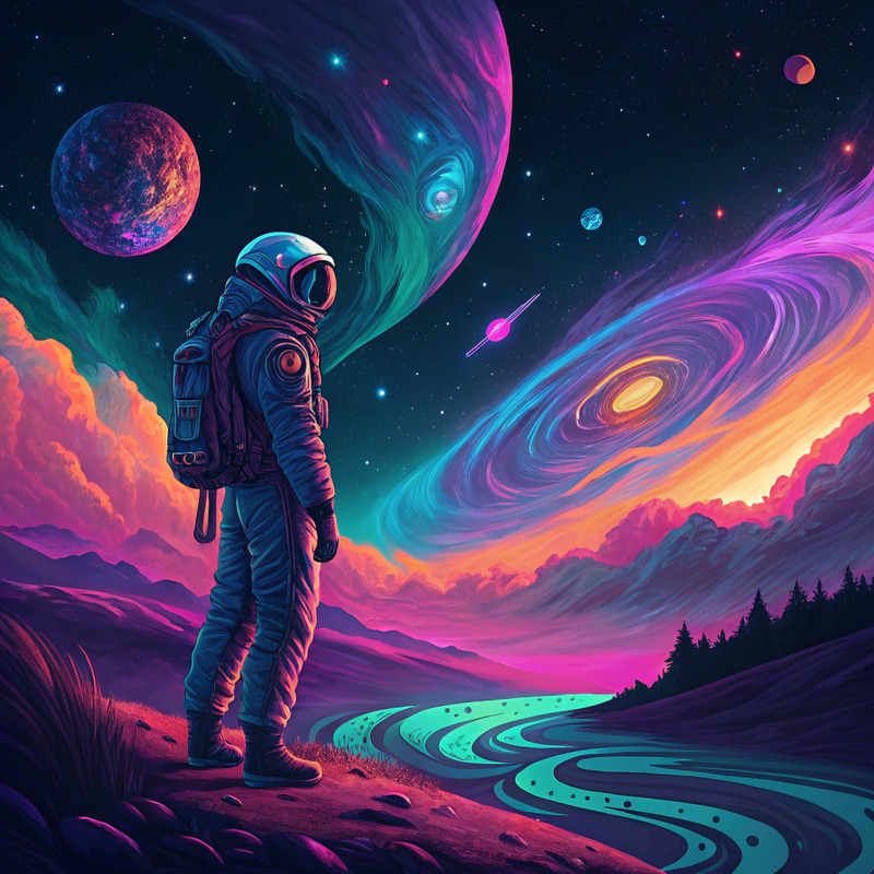 Surreal Cosmic Astronaut Digital Painting Surreal Cosmic Astronaut Digital Painting