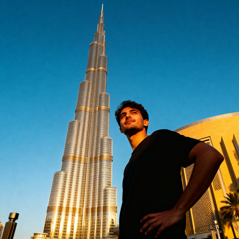 Person Standing Before Burj Khalifa - AI Image Person Standing Before Burj Khalifa - AI Image