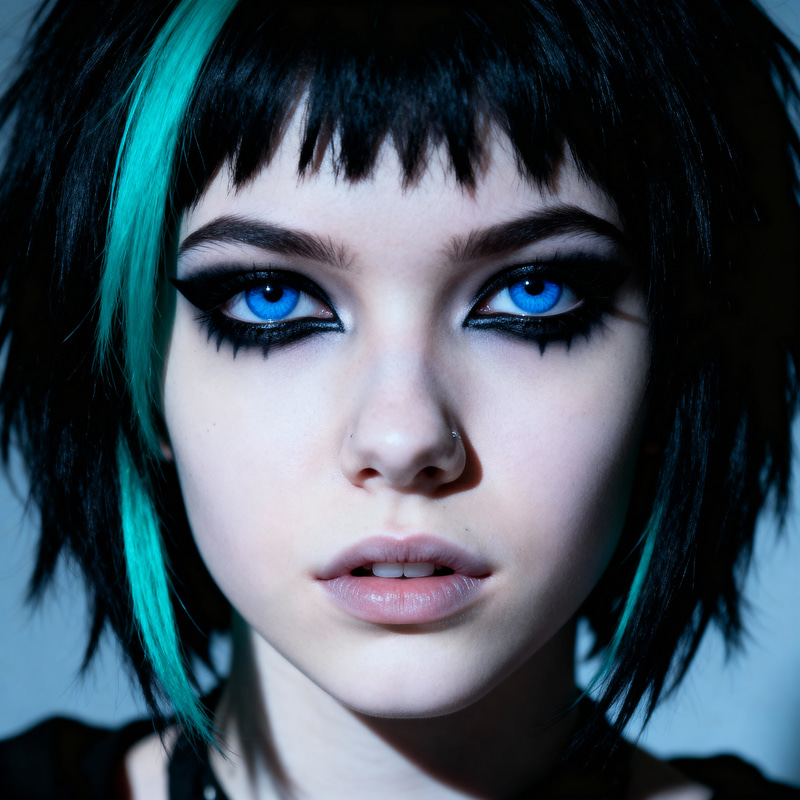 Emo/Gothic Teen Girl with Choppy Black Hair Emo/Gothic Teen Girl with Choppy Black Hair
