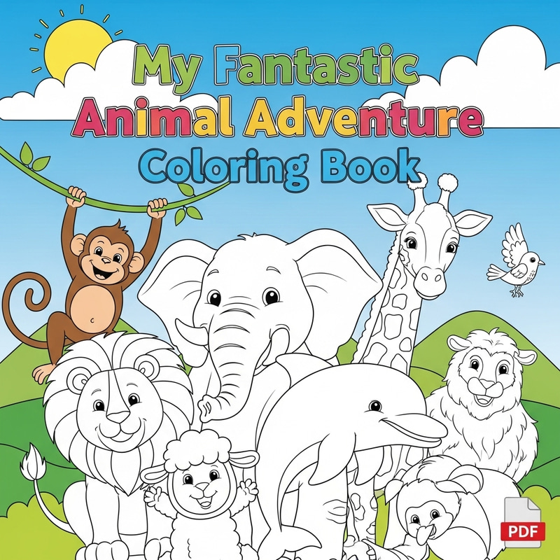 Coloring Book PDF for Kids: 10 Animal Drawings Coloring Book PDF for Kids: 10 Animal Drawings