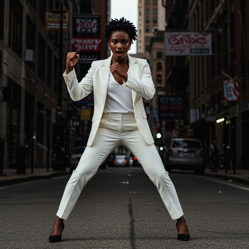Powerful Portrait of a Confident Model in Urban Setting Powerful Portrait of a Confident Model in Urban Setting