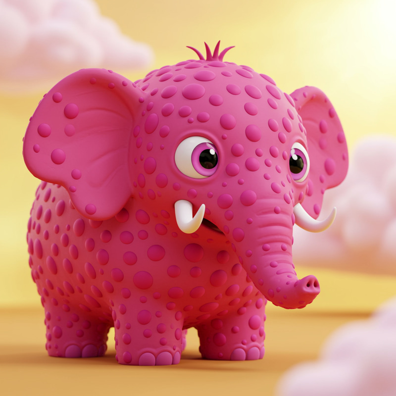 Dot Pink Elephant Monster Art Dot Pink Elephant Monster Art