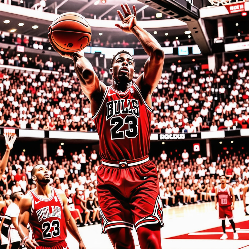 Intense Chicago Bulls Basketball Player Jump Shot Intense Chicago Bulls Basketball Player Jump Shot