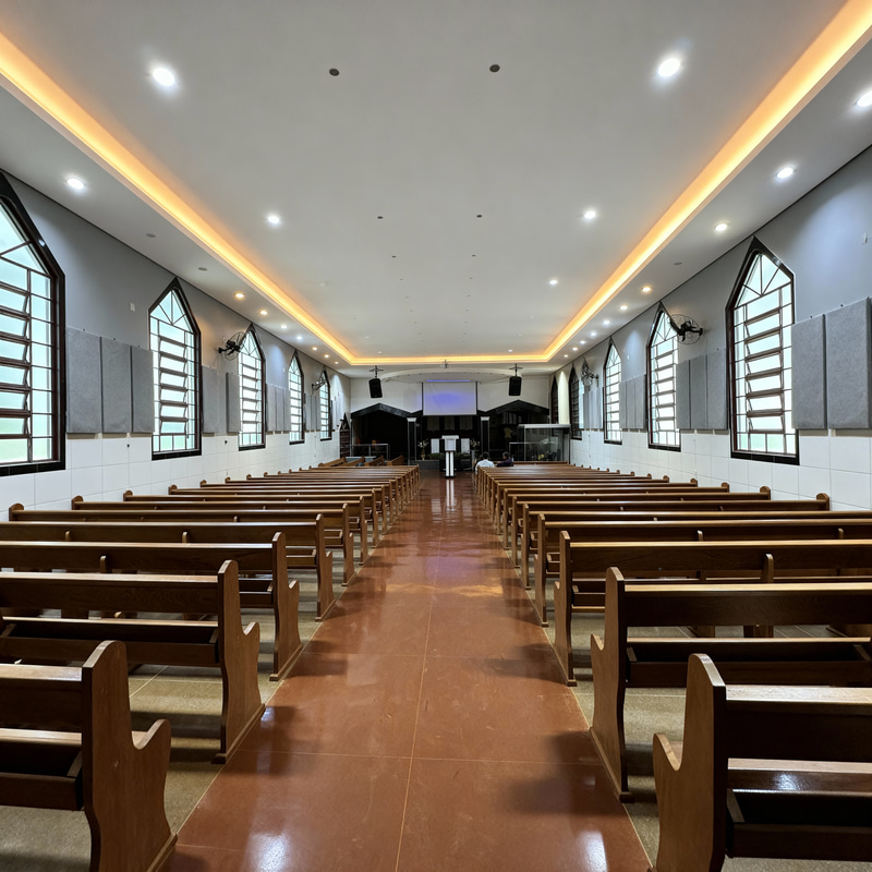 Modern Church Interiors with Gray and White Design