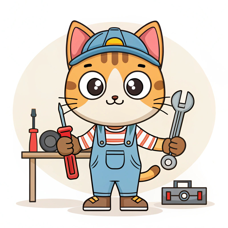 Cute Cat Mascot for Makerspace | Creative Tools Cute Cat Mascot for Makerspace | Creative Tools