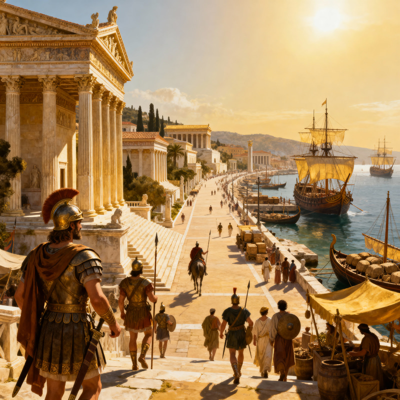 Explore a Greco-Roman Themed Mediterranean Port Explore a Greco-Roman Themed Mediterranean Port